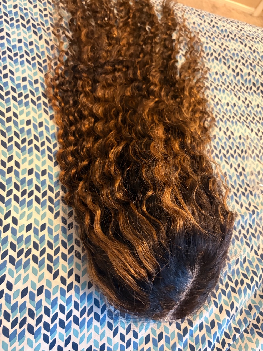 Curly humain hair wig 7x5 balayages highlights
